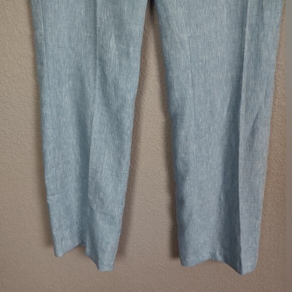 J. McLaughlin Taylor EOE Sky Blue 100% Linen Trouser Pants Size 14 - Picture 10 of 16